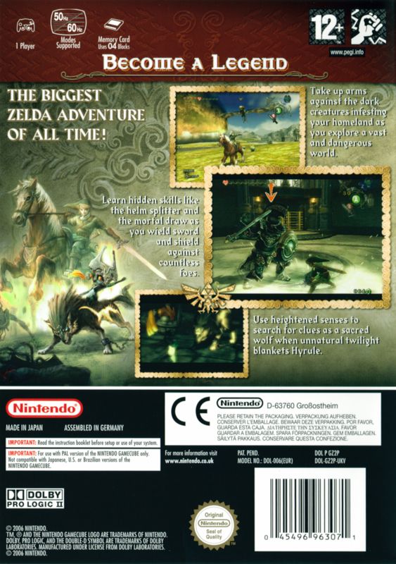 Back Cover for The Legend of Zelda: Twilight Princess (GameCube)