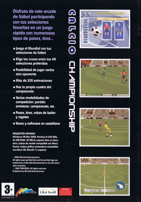 Back Cover for Calcio Championship (Windows)