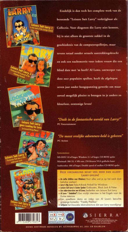 Back Cover for Leisure Suit Larry's Greatest Hits and Misses! (DOS and Windows 3.x)