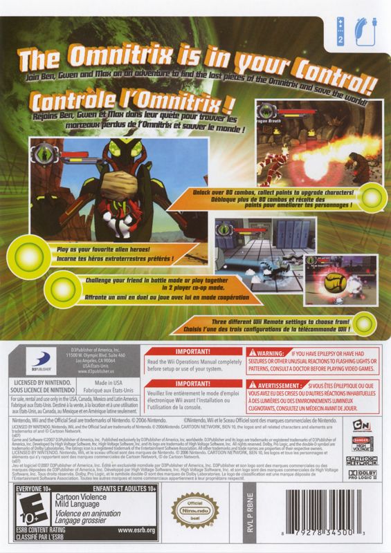 Back Cover for Ben 10: Protector of Earth (Wii)