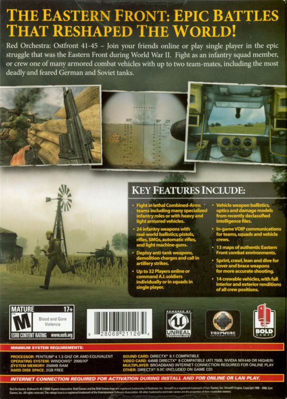 Back Cover for Red Orchestra: Ostfront 41-45 (Windows)