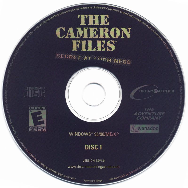 Media for The Cameron Files: Secret at Loch Ness (Windows) (Original Big Box Release): Disc 1/2