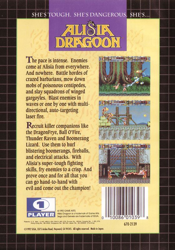 Back Cover for Alisia Dragoon (Genesis)