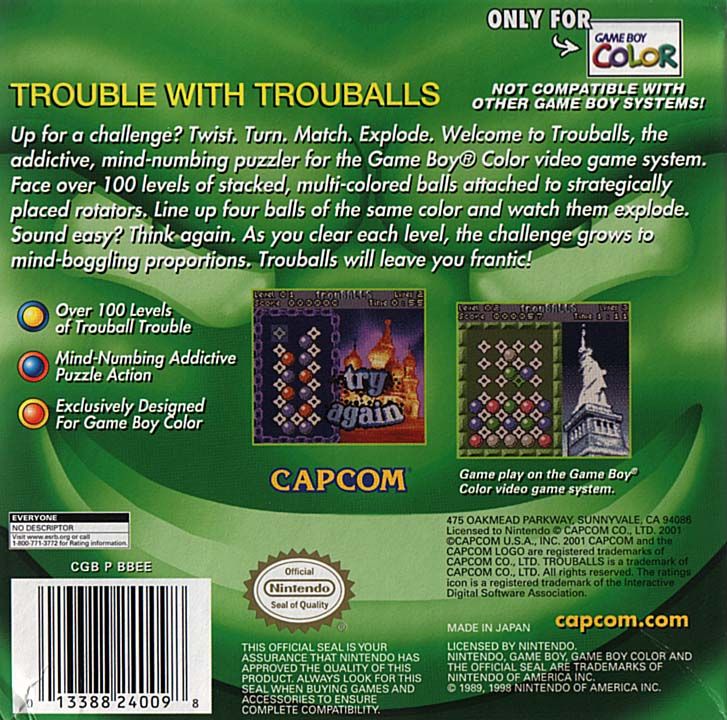 Back Cover for Trouballs (Game Boy Color)