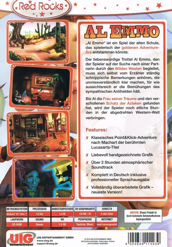 Back Cover for Al Emmo and the Lost Dutchman's Mine (Windows) (Red Rocks release)