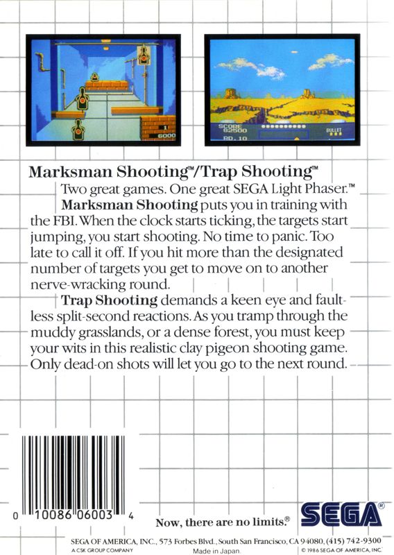 Back Cover for Marksman Shooting & Trap Shooting (SEGA Master System)