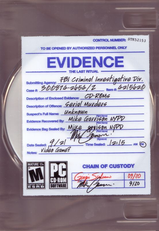 Front Cover for Evidence: The Last Ritual (Windows)