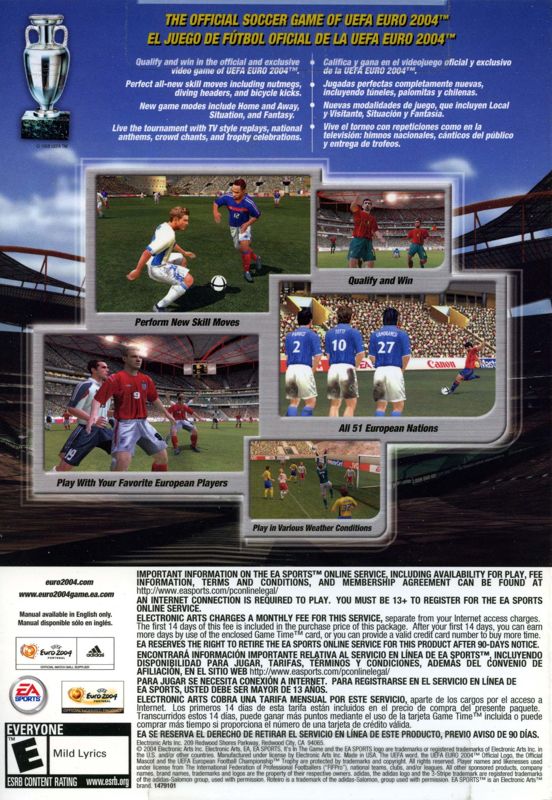 Back Cover for UEFA Euro 2004 Portugal (Windows)