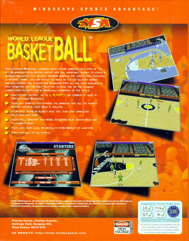 Back Cover for World League Basketball (Windows)