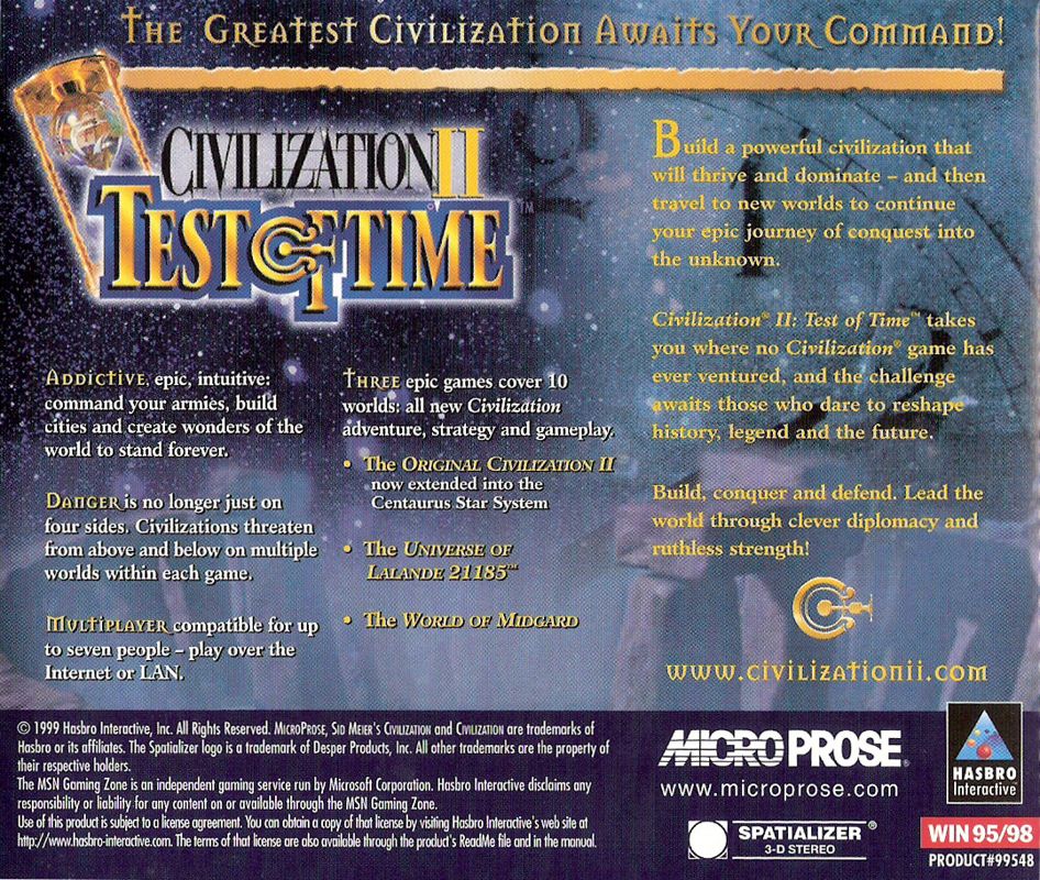 Other for Civilization II: Test of Time (Windows): Jewel Case - Back