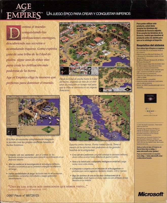 Back Cover for Age of Empires (Windows)