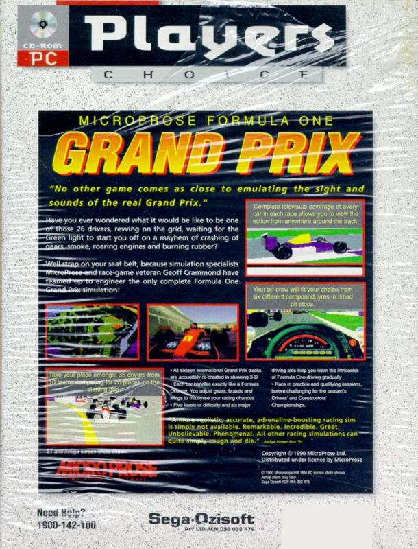 Back Cover for World Circuit (DOS) (Players Choice CD-ROM (1994 budget release))