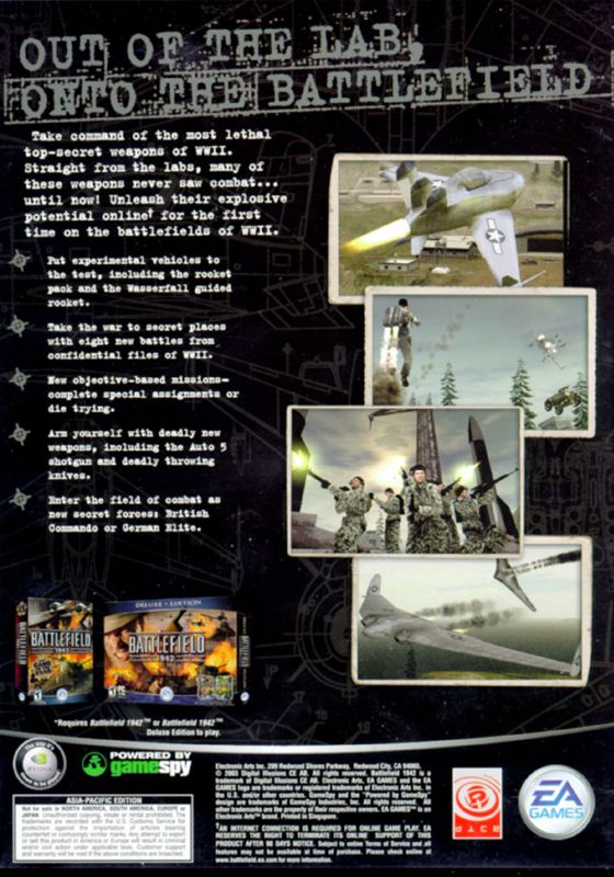 Back Cover for Battlefield 1942: Secret Weapons of WWII (Windows) (Plastic case re-release)
