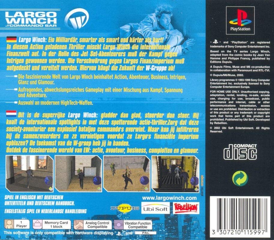 Largo Winch Commando Sar Cover Or Packaging Material Mobygames