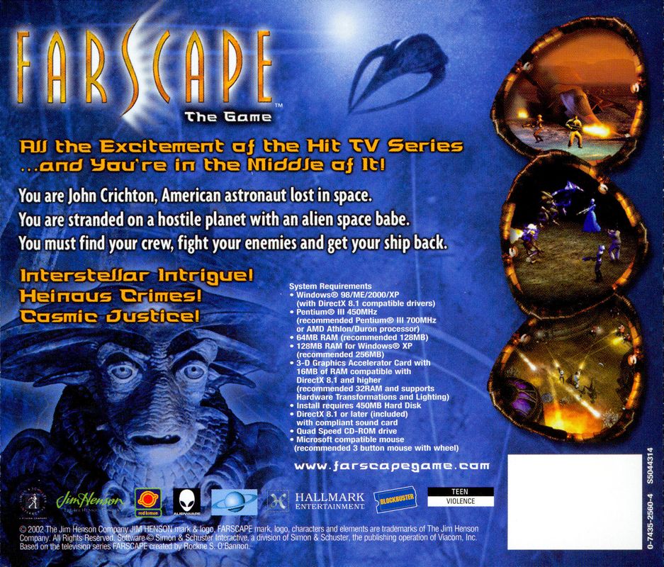 Other for Farscape: The Game (Windows): Jewel Case - Back
