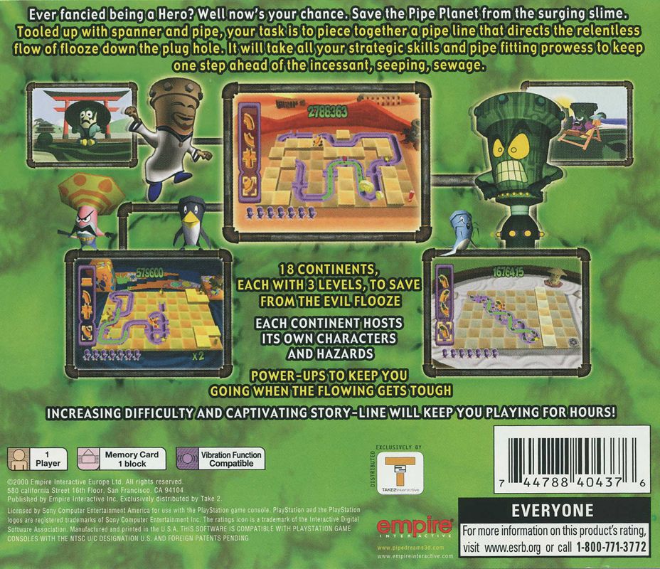 Back Cover for Pipe Dreams 3D (PlayStation)