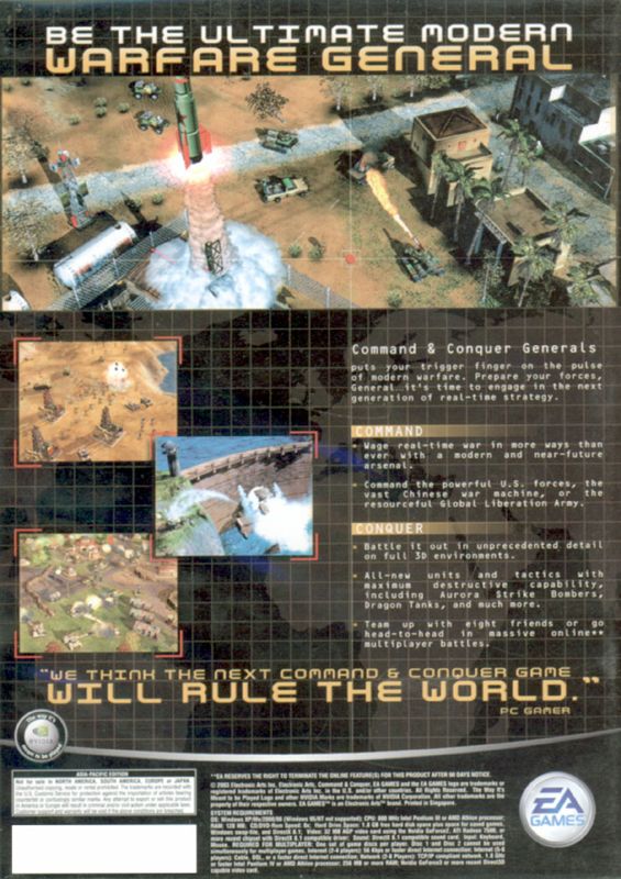 Back Cover for Command & Conquer: Generals (Windows) (Plastic case)