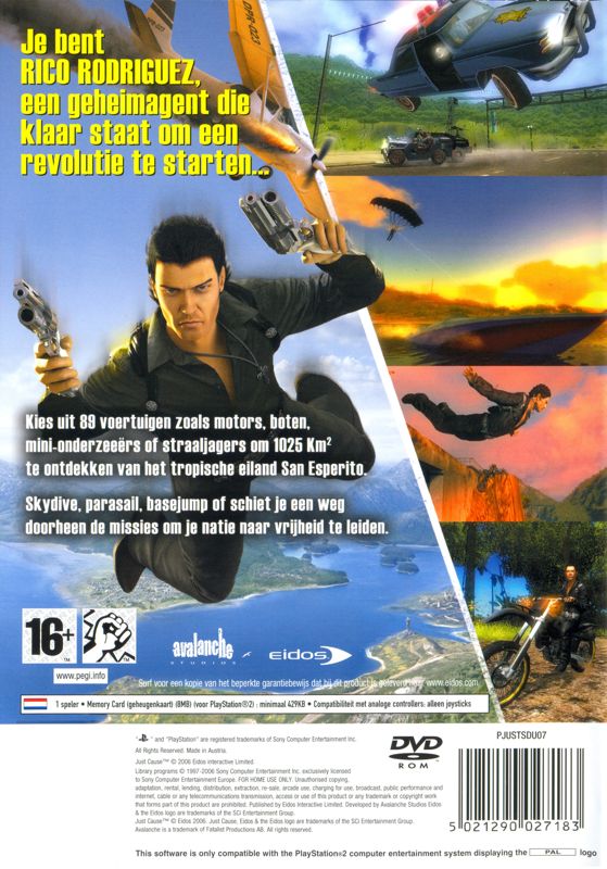 Back Cover for Just Cause (PlayStation 2)