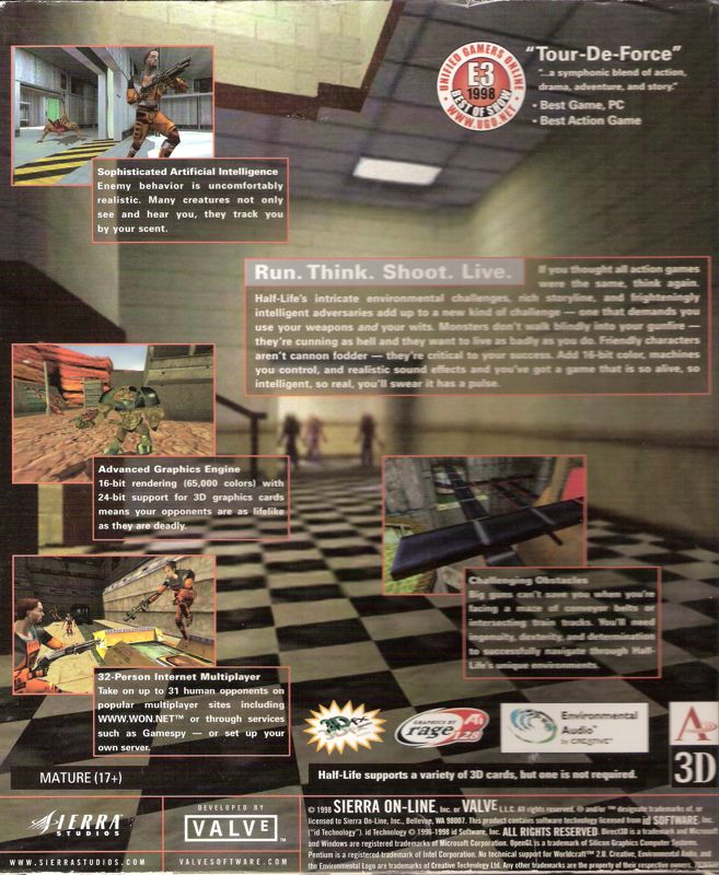Back Cover for Half-Life (Windows)