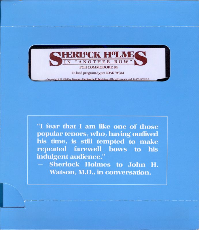 Inside Cover for Sherlock Holmes in "Another Bow" (Commodore 64) (Tri-Fold): Right Flap