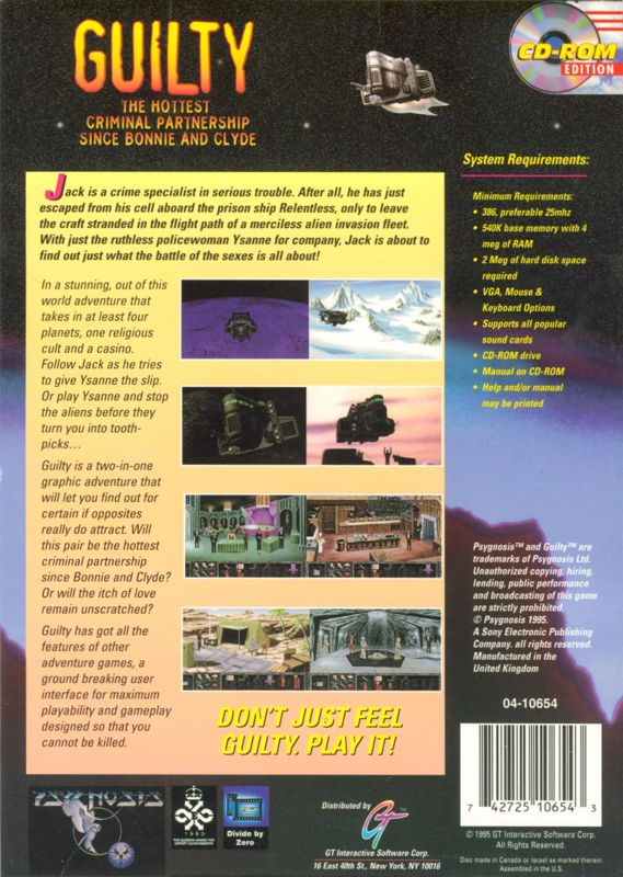 Back Cover for Guilty (DOS) (CD-ROM Edition)