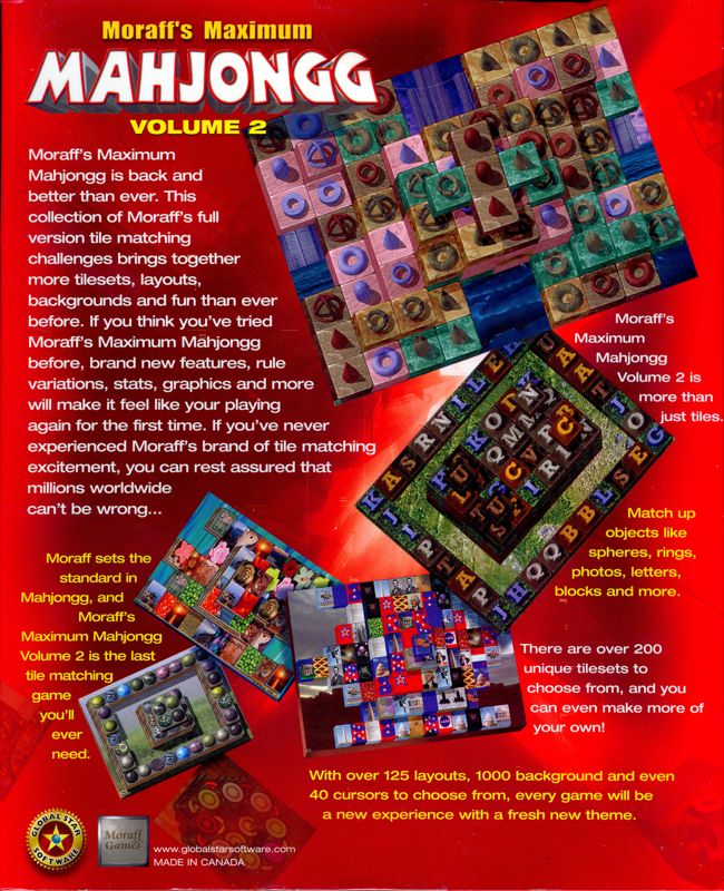 Back Cover for Moraff's Maximum Mahjongg: Volume 2 (Windows)