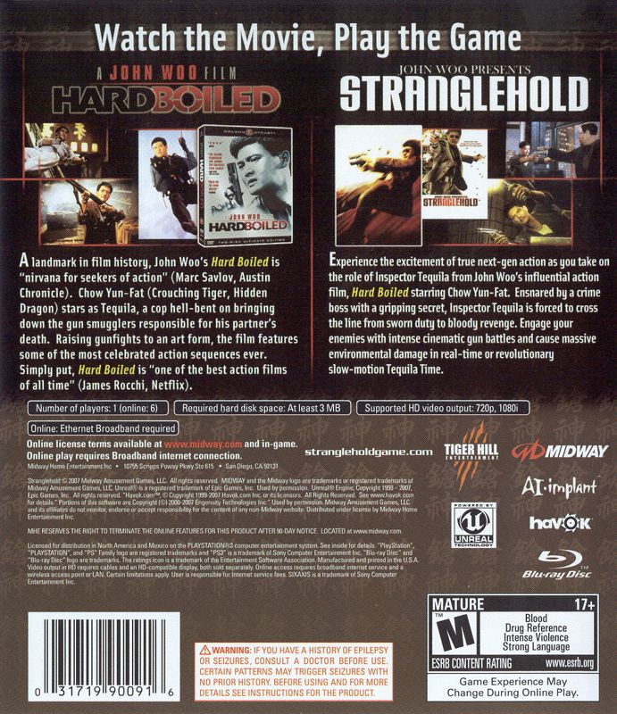 Back Cover for Stranglehold (Collector's Edition) (PlayStation 3)