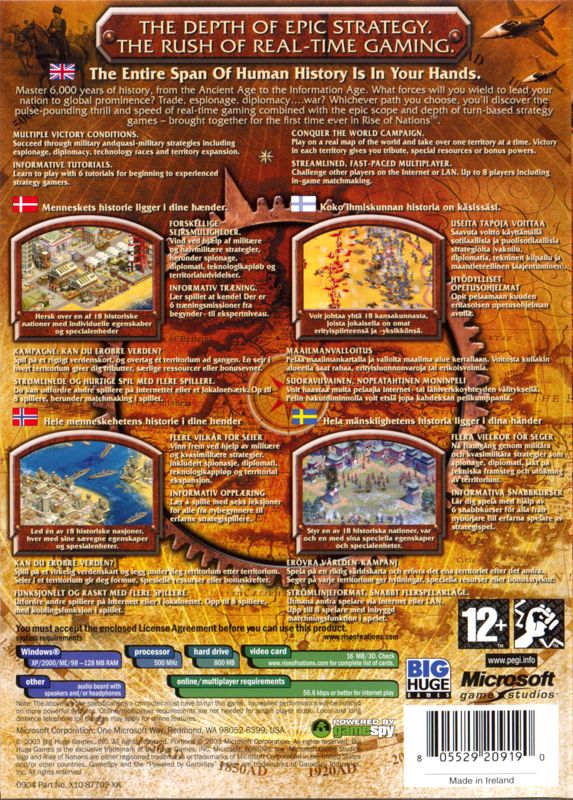 Back Cover for Rise of Nations (Windows)