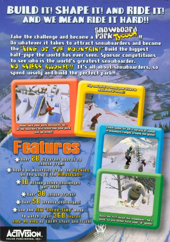 Back Cover for Snowboard Park Tycoon (Windows)