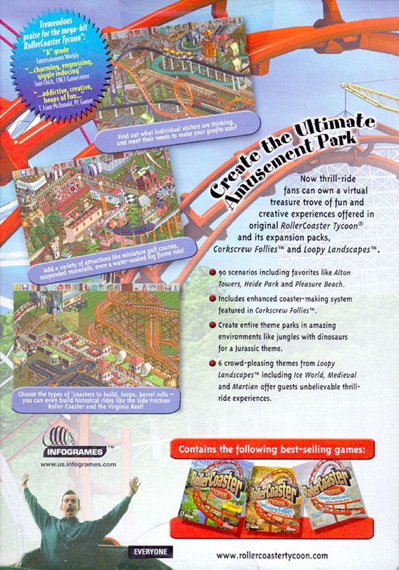 Back Cover for RollerCoaster Tycoon: Gold Edition (Windows) (2-disc edition)