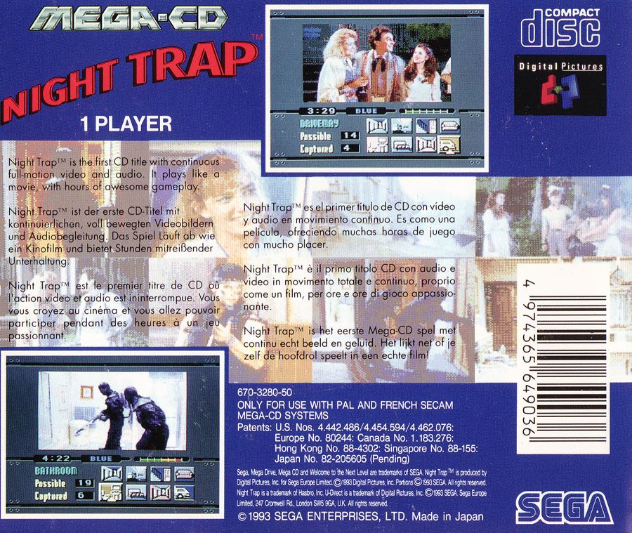 Back Cover for Night Trap (SEGA CD)