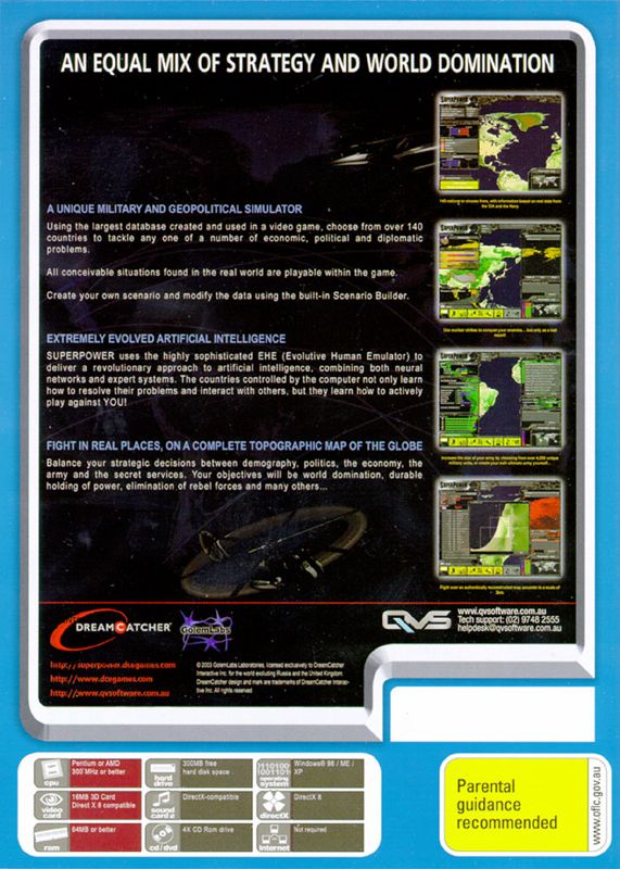 Back Cover for SuperPower (Windows) (Replay budget release)