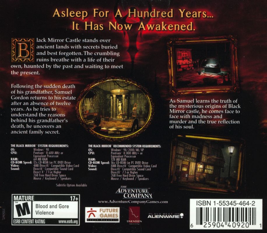 Back Cover for The Black Mirror (Windows) (Small box release)