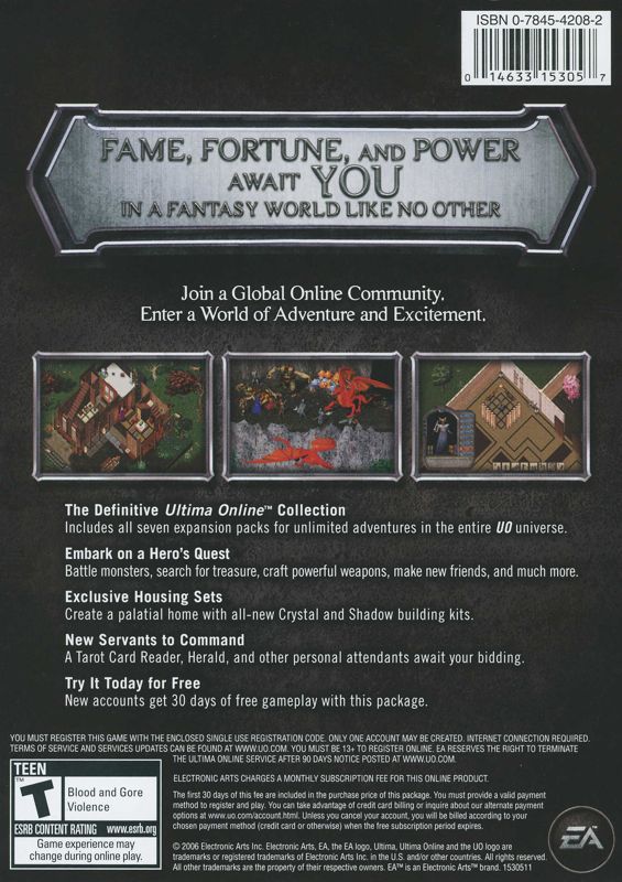 Back Cover for Ultima Online: 9th Anniversary Collection (Windows)