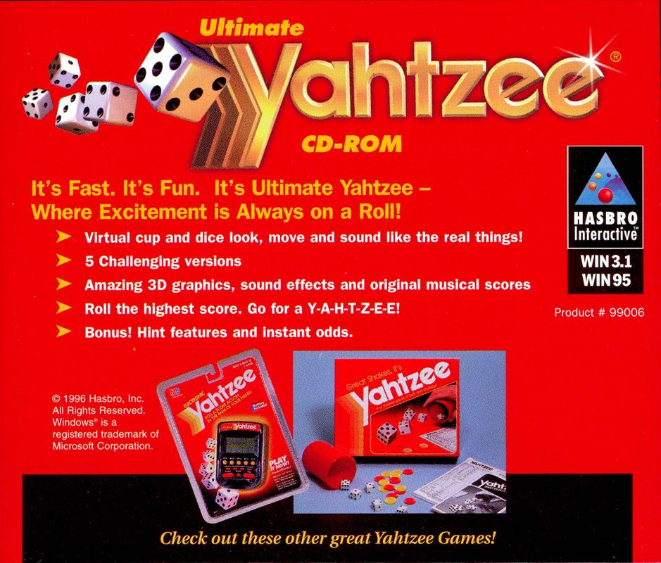 Other for Ultimate Yahtzee (Windows): Jewel Case - Back