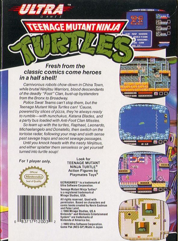 Back Cover for Teenage Mutant Ninja Turtles (NES)