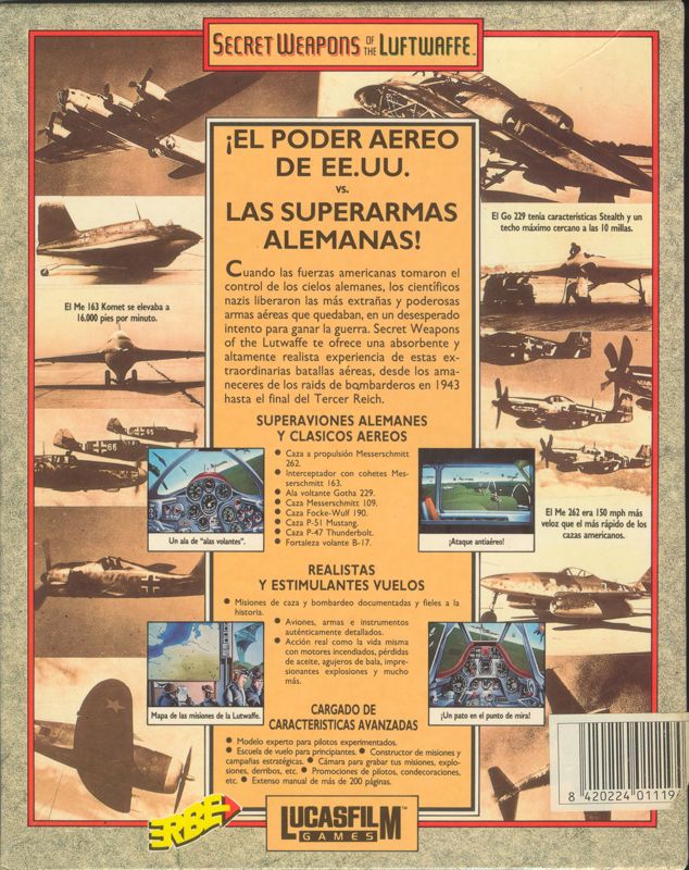 Back Cover for Secret Weapons of the Luftwaffe (DOS)