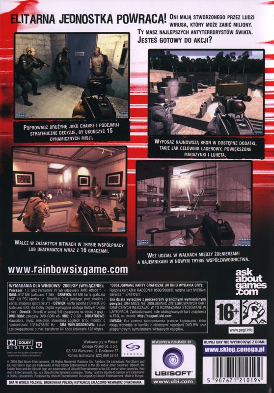 Other for Tom Clancy's Rainbow Six: Lockdown (Windows): Keep Case - Back