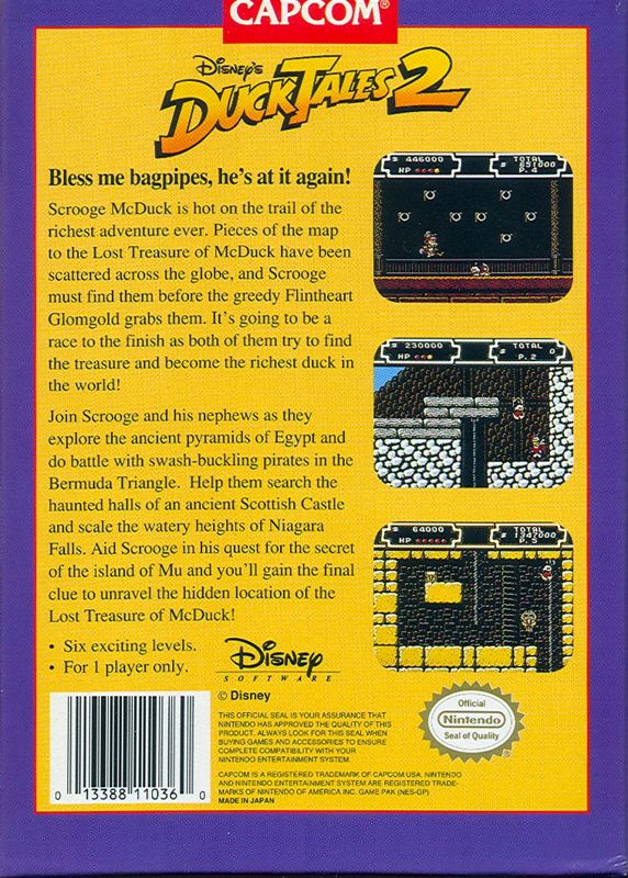 Back Cover for Disney's DuckTales 2 (NES)