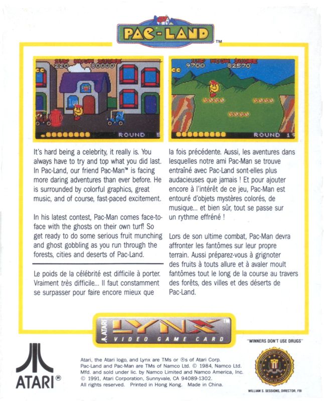 Back Cover for Pac-Land (Lynx)