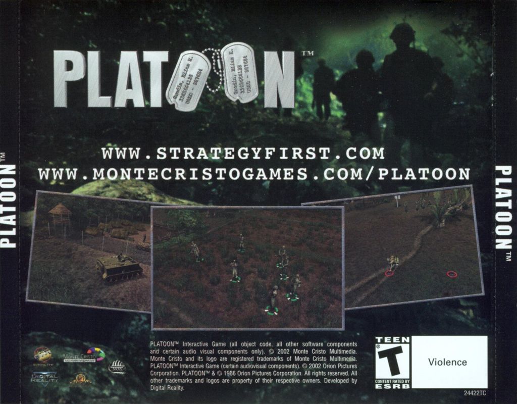 Other for Platoon (Windows): Jewel Case - Back