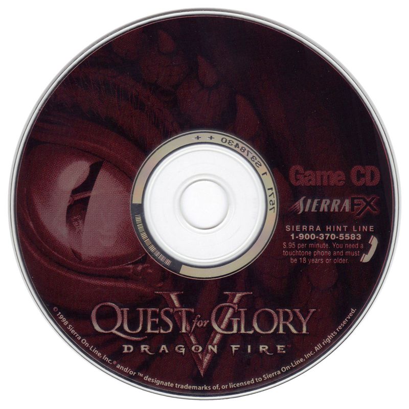 Media for Quest for Glory V: Dragon Fire (Macintosh and Windows): Game CD