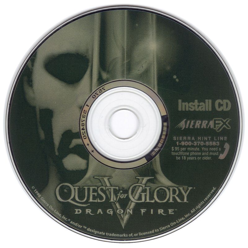 Media for Quest for Glory V: Dragon Fire (Macintosh and Windows): Install CD