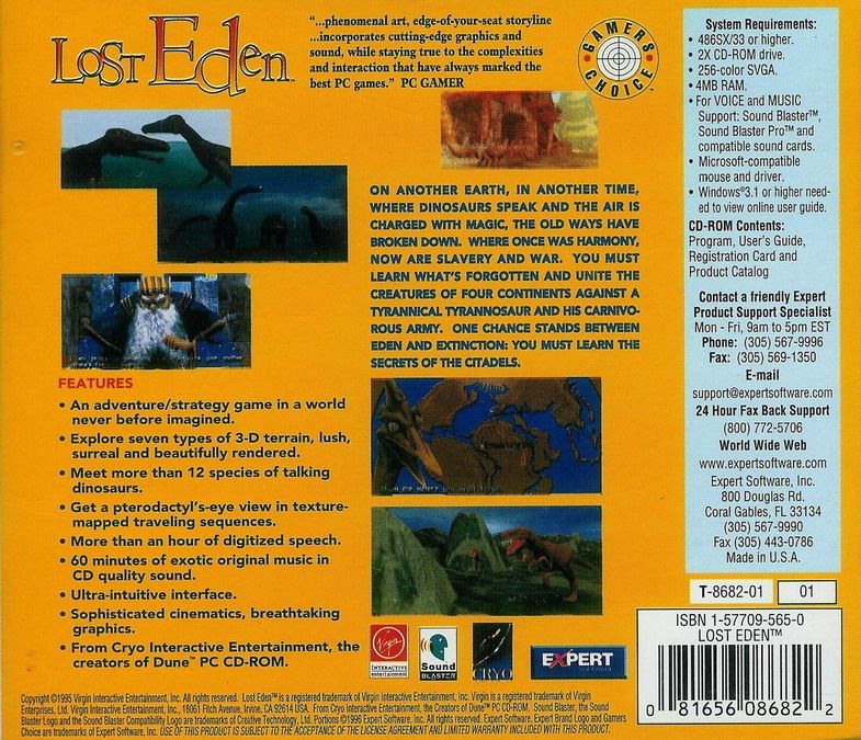 Back Cover for Lost Eden (DOS)
