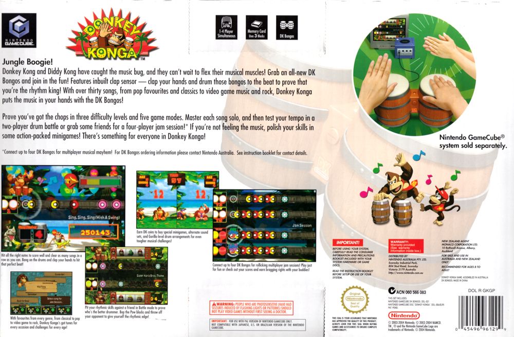 Back Cover for Donkey Konga (GameCube) (Bundled with Bongos)
