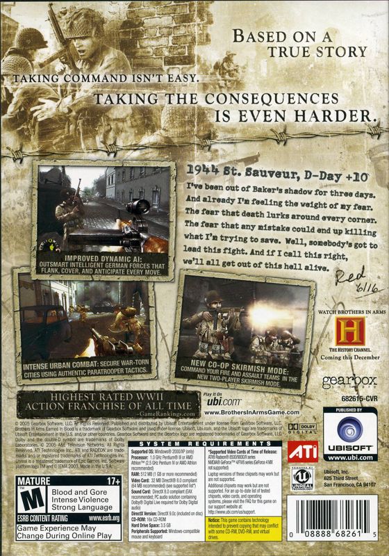 Other for Brothers in Arms: Earned in Blood (Windows): Keep case - Back