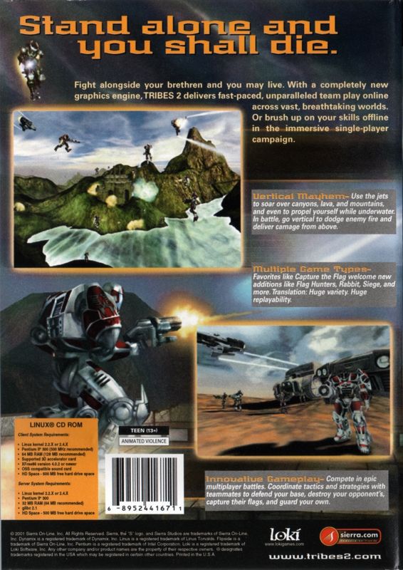 Back Cover for Tribes 2 (Linux)