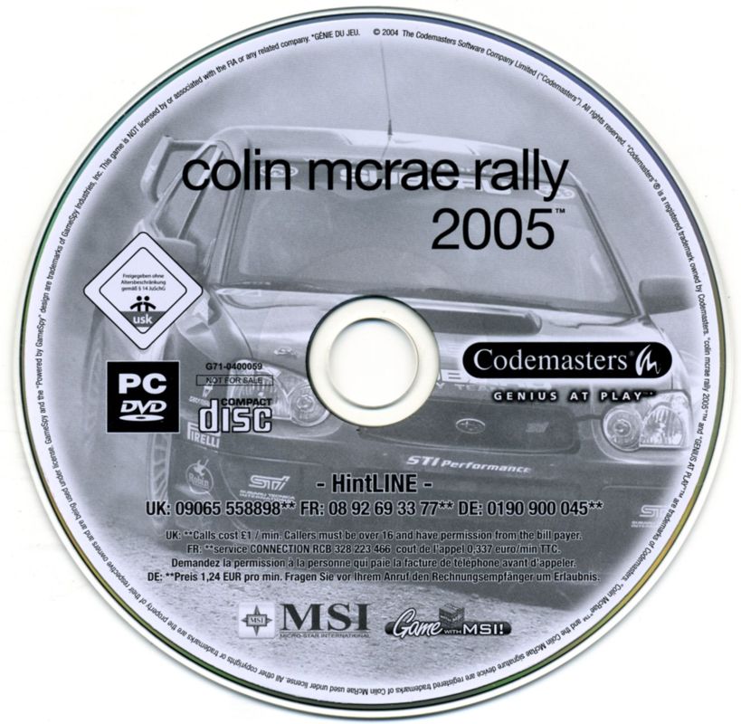 Media for Colin McRae Rally 2005 (Windows) (Bundle with MSI NX7800GTX-VT2D512E Video Card)