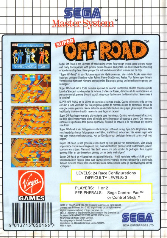 Back Cover for Ivan 'Ironman' Stewart's Super Off Road (SEGA Master System)