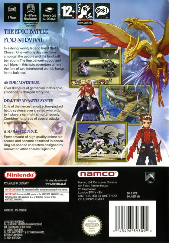 Back Cover for Tales of Symphonia (GameCube)